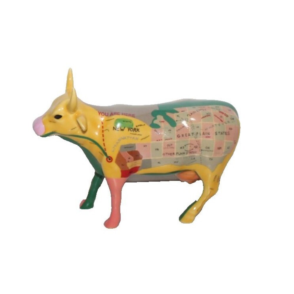 Cow Parade Map Cow # 9162 Figurine Retired 2000 You Are Here New York City